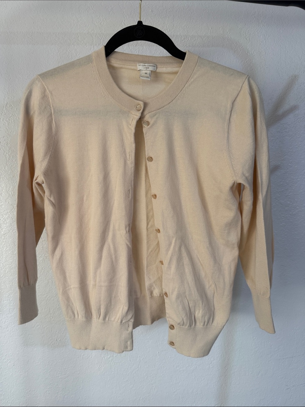 J. Crew Cream Button-Front Crewneck Cardigan